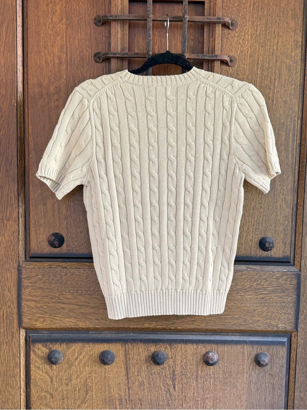 Polo by Ralph Lauren Greenish Beige Cable-Knit Short Sleeve Sweater Size M - Picture 5 of 6